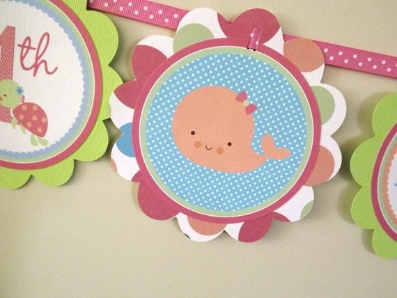 Pink Sea Collection: Word Banner USE for birthday, baby shower, celebration Il_570xn