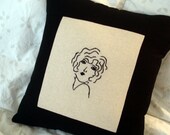 Embroidered Flapper Girl Linen Pillow (The Great Gatsby/ 1920's)