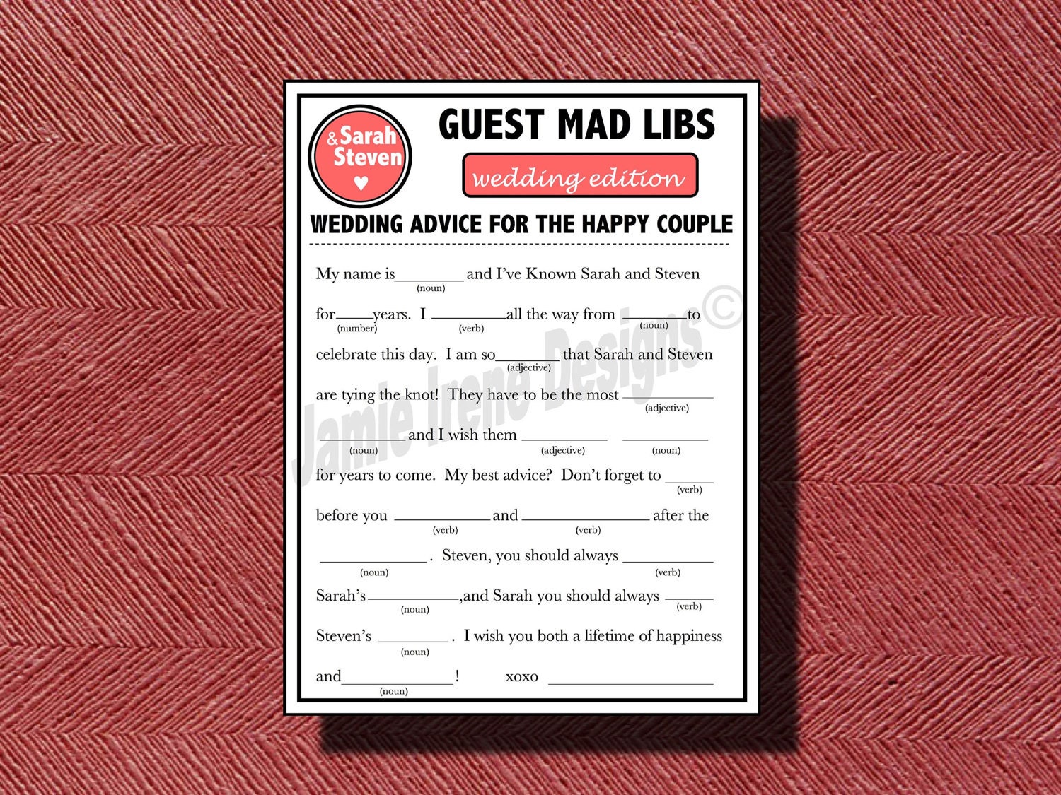 Printable Wedding Mad Libs A Fun Guest Book Alternative