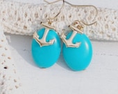 Turquoise Anchor Earrings