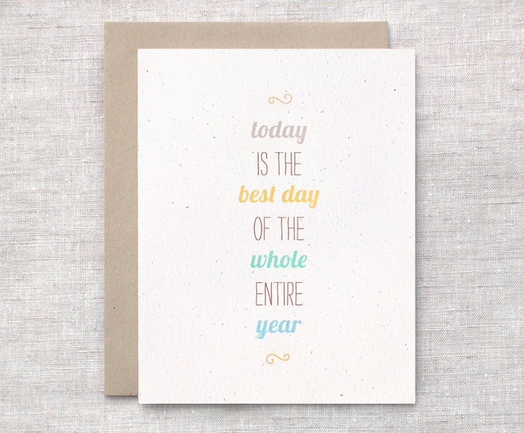 Birthday Card - For Him, For Her - Happy Birthday Card, Eco Friendly Card - Best Day, Brown, Gold, Blue, Green