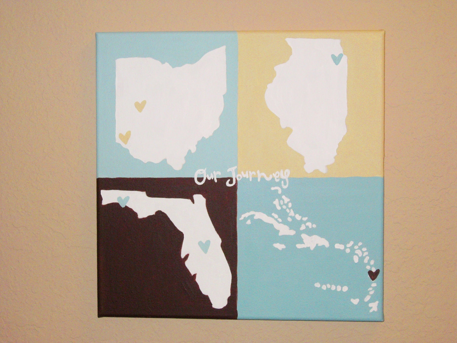 Home is Where the Heart is-- States painting, favorite locations