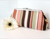 Bridesmaid Clutch - Metal Frame - Simple Wide Stripe