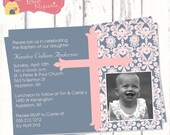 Classic Girls Custom Baptism Photo Invitation - Choose Your Colors - Printable File Il_170x135