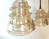 WITH HOLES for cord Set of 3 Clear Antique Insulators