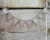 Miss to Mrs. bridal Cake Topper, Cotton Banner, cake bunting, bridal shower, wedding announcement