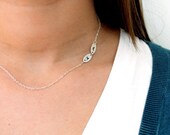 Personalized Necklace - Couple's Necklace Engagement Gift - Sideways Initial Necklace in Sterling Silver - Two Pendant - Asymmetric Necklace