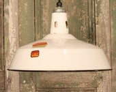 Industrial Lighting with Vintage White Enamel Shade From Nashville, TN