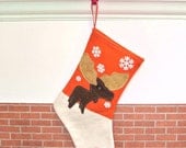 Moose Christmas Stocking in Orange by Allenbrite Studio
