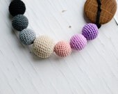 Purple & Black Nursing Necklace / Teething Necklace for mom to wear - Kangaroo Care