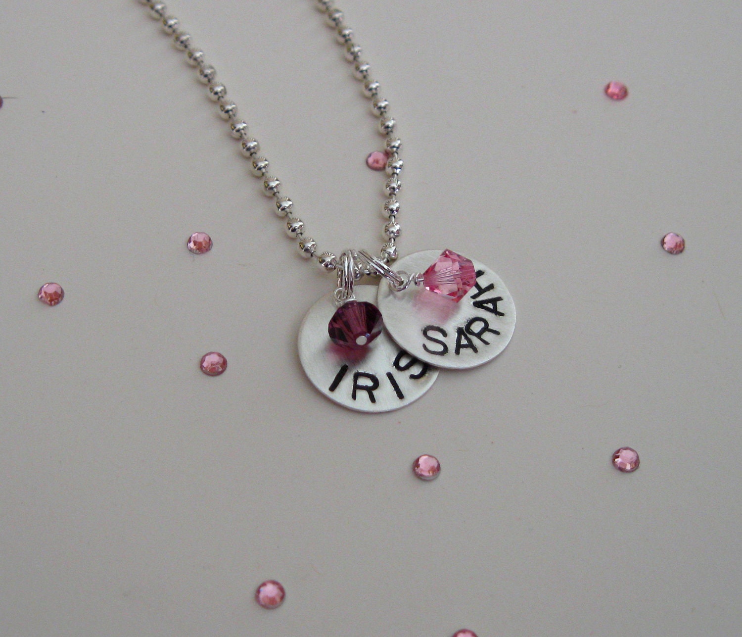 stamped charm necklace, 2 charms, mommy necklace, children, kids, gift,
