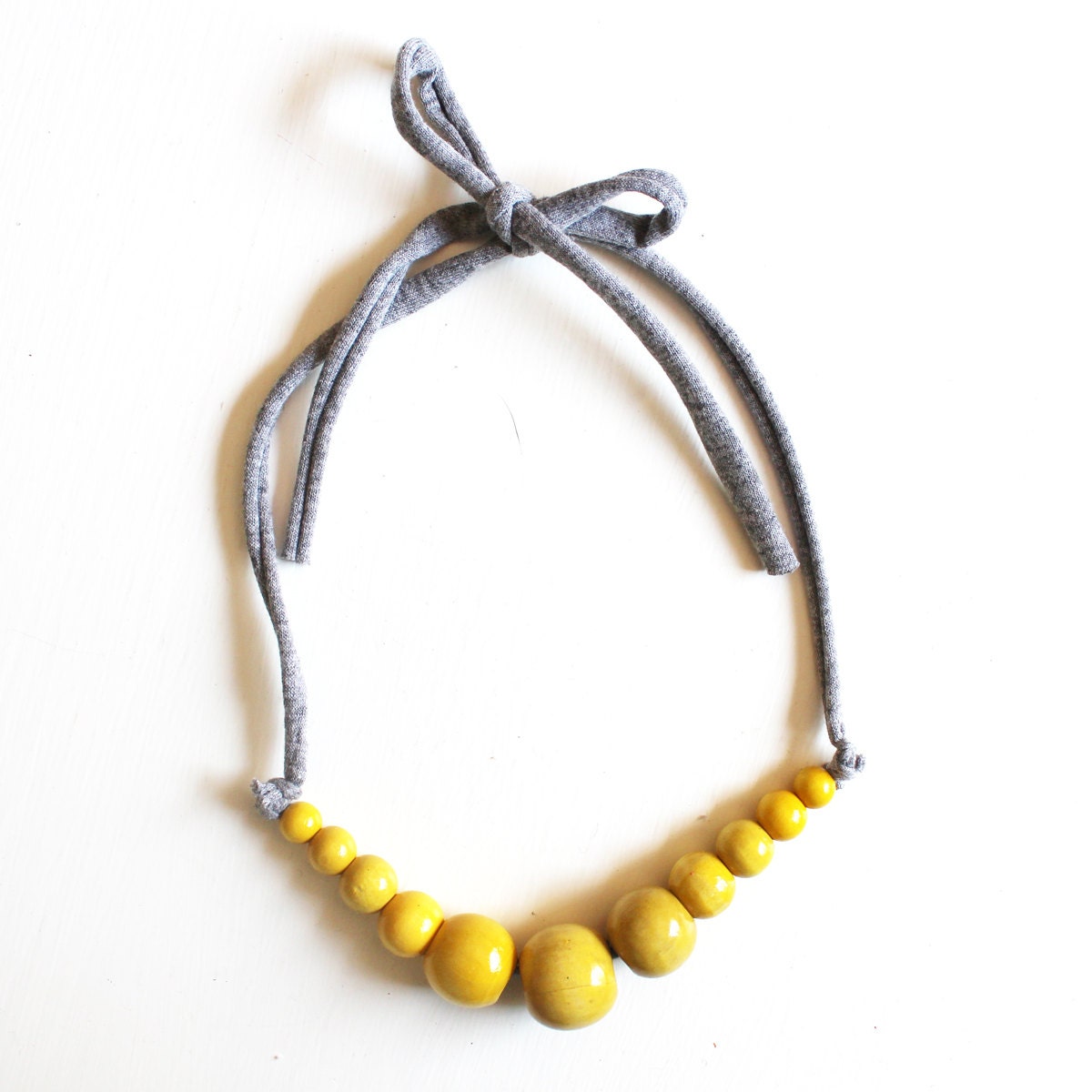 Little Lady Necklace in Lemon & Grey . Non-Toxic Wood Beads . Tuggable . Colorful . Everyday Dress Up