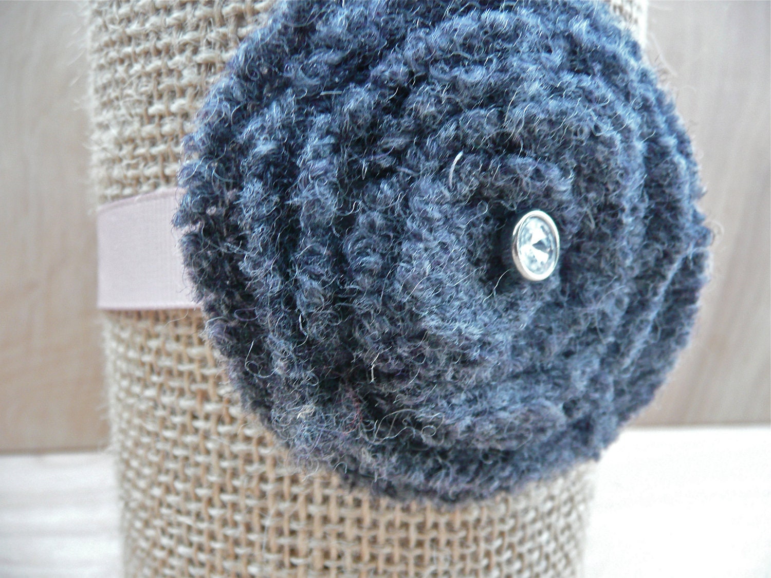 Blossom Choker Pin - UpCycled Wool Sweater in Layers - Deep, Soft Gray