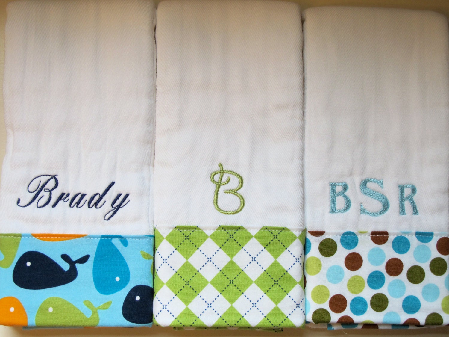 Personalized Monogrammed Baby Boy Burp Cloths