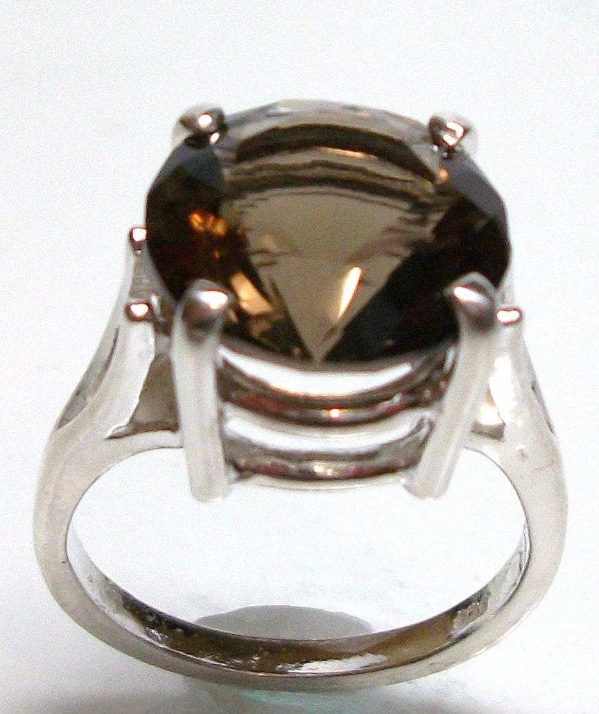 Reserved for M.R. Smokey quartz high profile sterling silver cocktail ring s7, gifts for her, fine jewelry, birthday, "Girls Night Out"