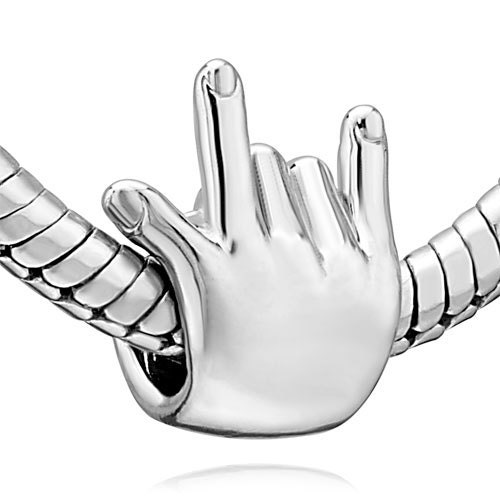 SIGN LANGUAGE European CHARM Bead I love you Silver Plate hand Bracelet gift jewelry hearing impaired