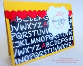 Note Set  - Thank You - Teacher Gift - Mini Note Cards - Alphabets & Apples (Qty 4) - 3.5" x 5"