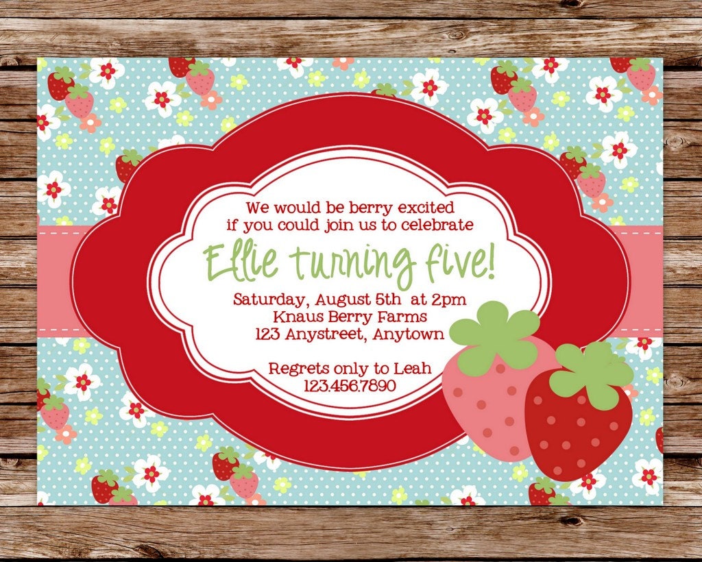 Printable Strawberry Birthday Party Invitation Il_170x135