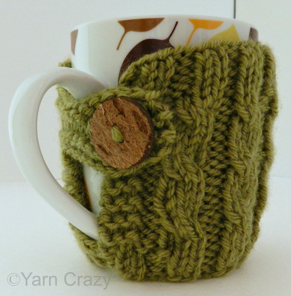 Cable Knit Mug Cozy // Hand Knit // READY TO SHIP // Vegan Eco-Friendly Yarn // Coffee, Tea, Hot Coco