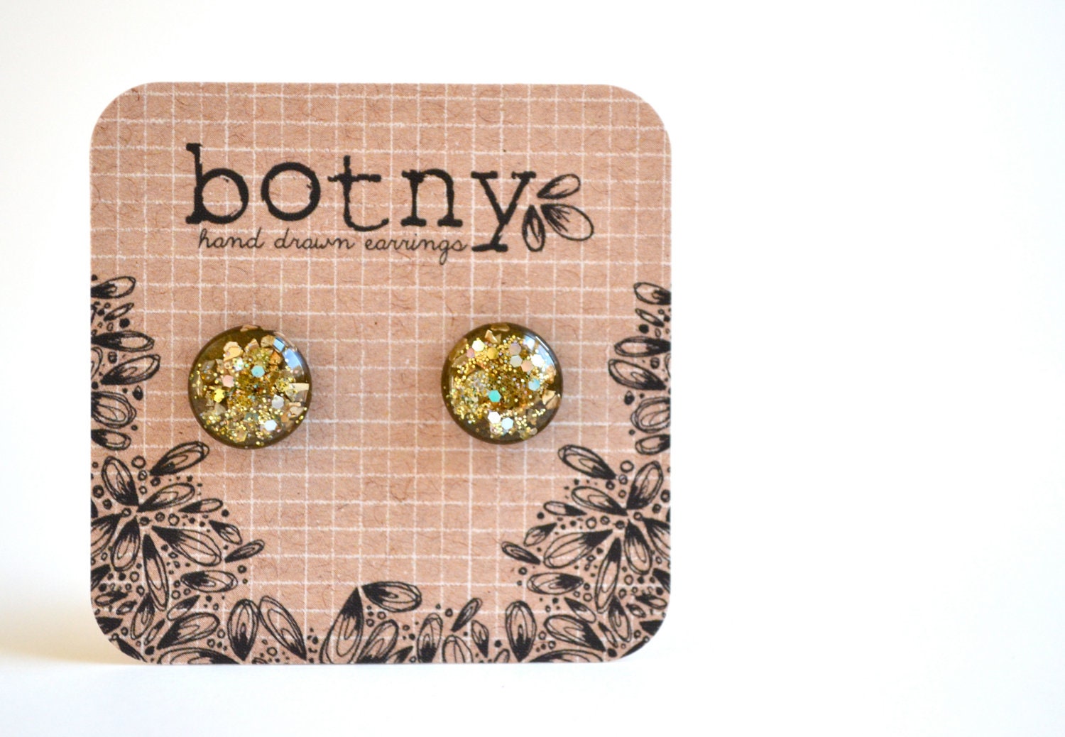 NEW DESIGN Glistening Bronze & Chunky Gold Glitter Brook Earrings