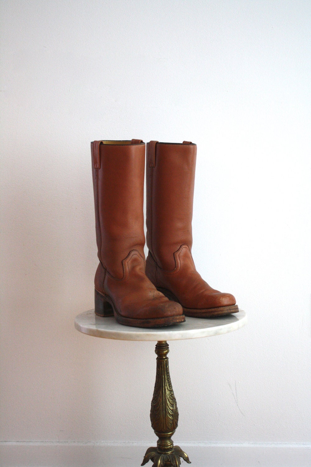 Campus Boots TALL Brown Leather - Women's 10 - 1970s VINTAGE