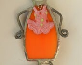 Girl magnet stained glass (vitrage) handmade by dalit glass free shipping