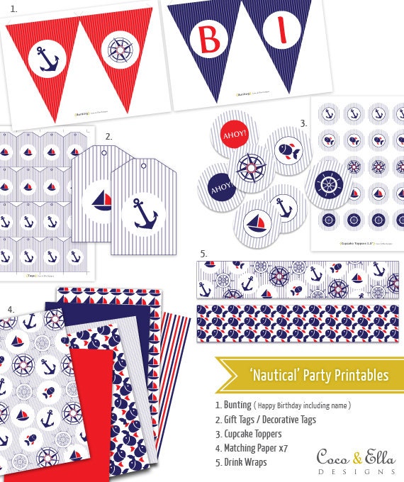Printable Birthday Party Collection Template - 'Nautical' Il_170x135