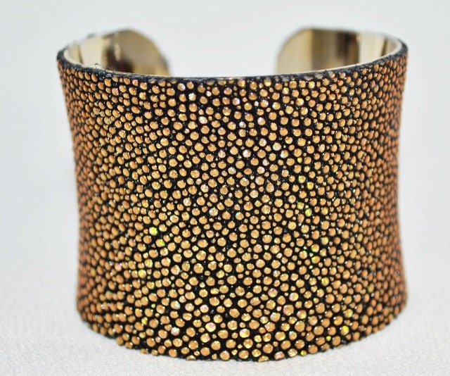Gold Stingray Leather Cuff Bracelet