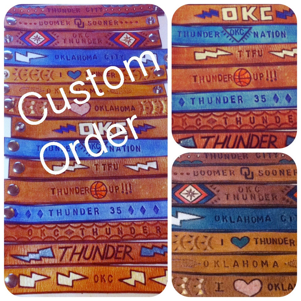 OKC Thunder Leather Bracelets