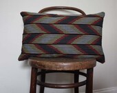 Customizable Vintage Wool Linen Pillow/Cushion. Recycled Vintage Japanese Kimono Fabric. Eco. Washable. Chevron. Choose a size.