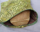v2.0 Reusable Bread Loaf Bag - Designed to Fit Homemade Sandwich Loaves - Olive Batik Fabric