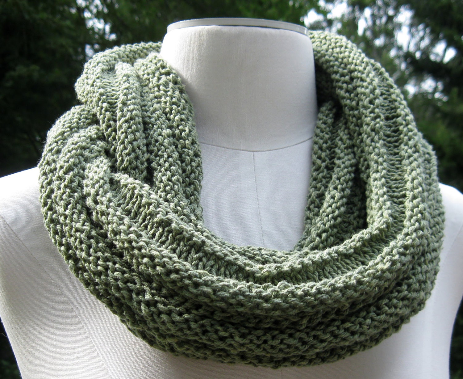 Silk Cotton Infinity Scarf Moss Green