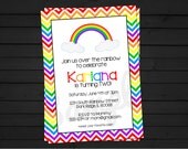 Chevron Rainbow Party Birthday Invitation Digital File YOU-PRINT Il_170x135
