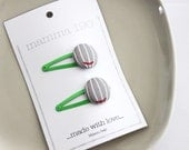 Girl fashion snap clips, hair accessories. Hair barrettes. Geometrics, lines, abstract. Set of 2. Gentle wear.