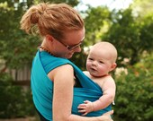 Beachfront Baby Wrap Carrier- water babywearing at the beach, pool, water park or in the shower- CARIBBEAN BLUE