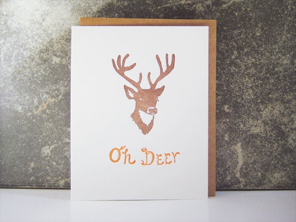 Oh Deer - Letterpress Greeting Card