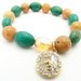 Blue Pyrite, Jasper Charm Bead Bracelet, Gold Quartz Swarovski Jewelry with D, Lapaix
