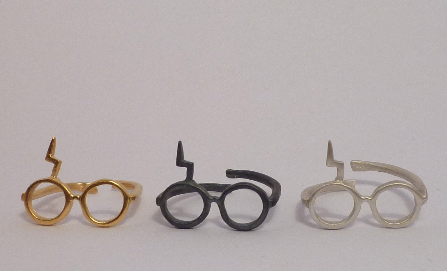 Harry Potter ring.Lightning scar.Sterling silver glasses ring.Adjustable geek jewelry.Gift under 25.