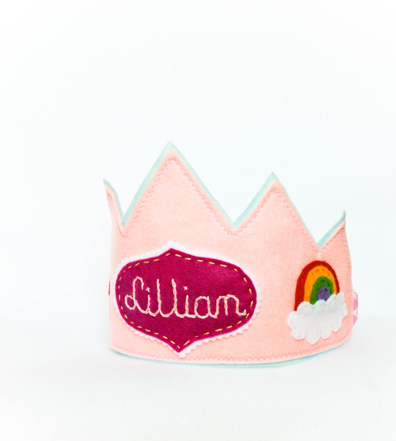 Personalized Rainbow Birthday Party Crown, Pink Felt Princess Fairy Dress Up Party, Pretended Play Il_570xn