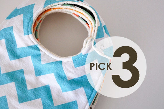 Design Your Own Baby Bibs, Set of 3, Modern Baby Bibs Backed with Organic Cotton Sherpa