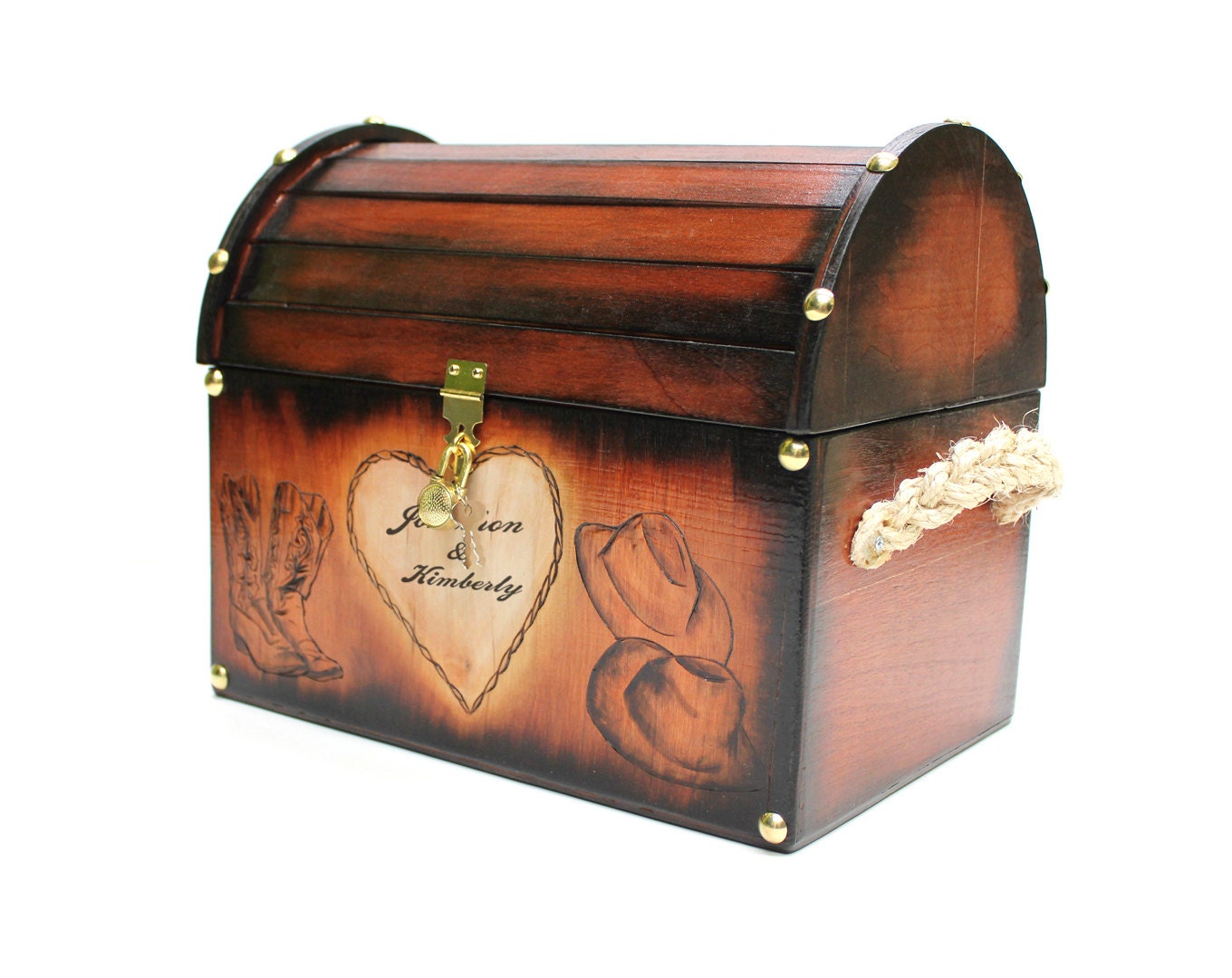 Western Cowboy Design: Wedding Card Rustic Chest Box CUSTOM