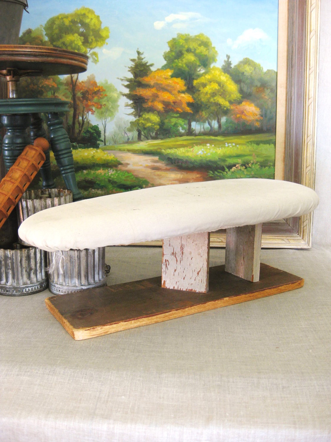 40% off Entire Shop - Vintage Handmade Primitive Ironing Board - Sewing / Fabric / Buttons