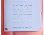Custom Wedding Menu Card Design, Choose Printable File OR Hard-Copy Prints