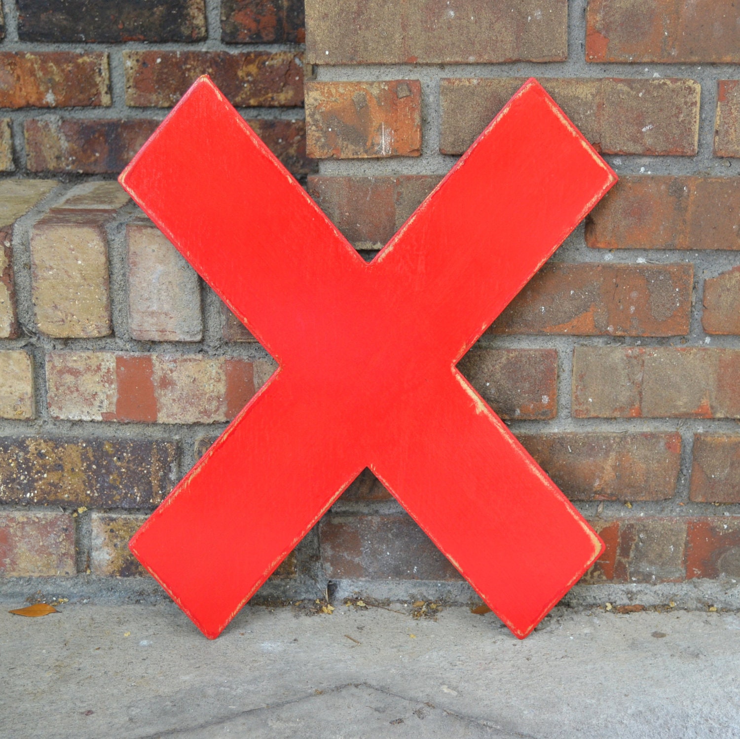 18" Wooden Letter X, Distressed Red, Bold Font - IN STOCK - all letters many colors available