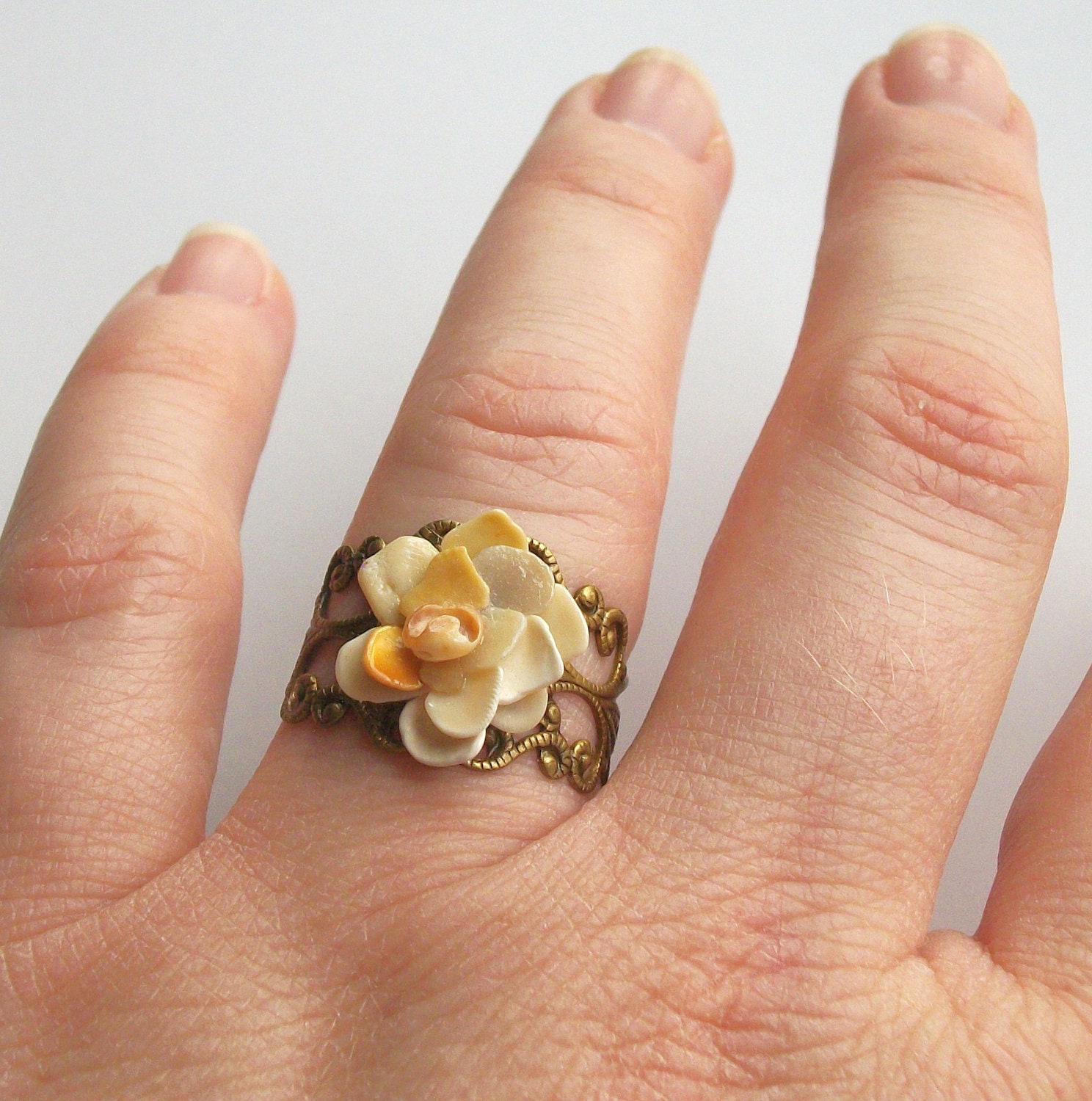 Shell Jewelry, Seashell Flower Ring