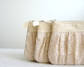 Bridesmaid lace clutch bags Pleated lace and  Pearl effect leather - HelloVioleta