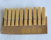 Mini Chevron Clothespins "Mango" - Set of 10 Handstamped Clothes pins