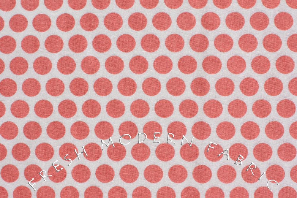 Fat Quarter Dots in Coral, Mod Basics, Birch Fabrics, 100% Certified Organic Cotton