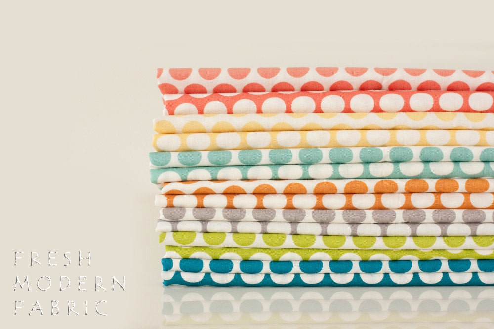 Fat Quarter Bundle Dots and Reverse Dots, 14 pieces, Mod Basics, Birch Fabrics, 100% Certified Organic Cotton