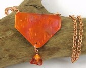 Copper Necklace Foldformed Flower Dangle